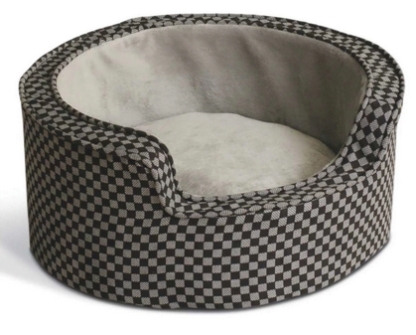 Lit pour chiens et chats comfy sleeper rond, carreaux gris et noir, grand, K & H