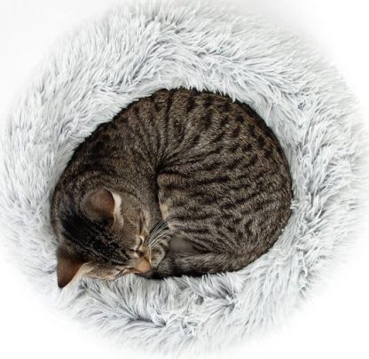 Lit rond pour chien et chat, Best Friends, blanc givré