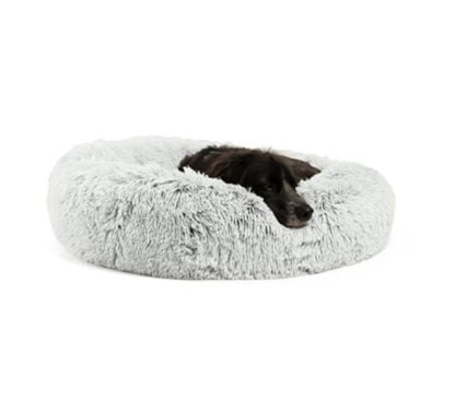 lit rond fourrure anti stress pour chien